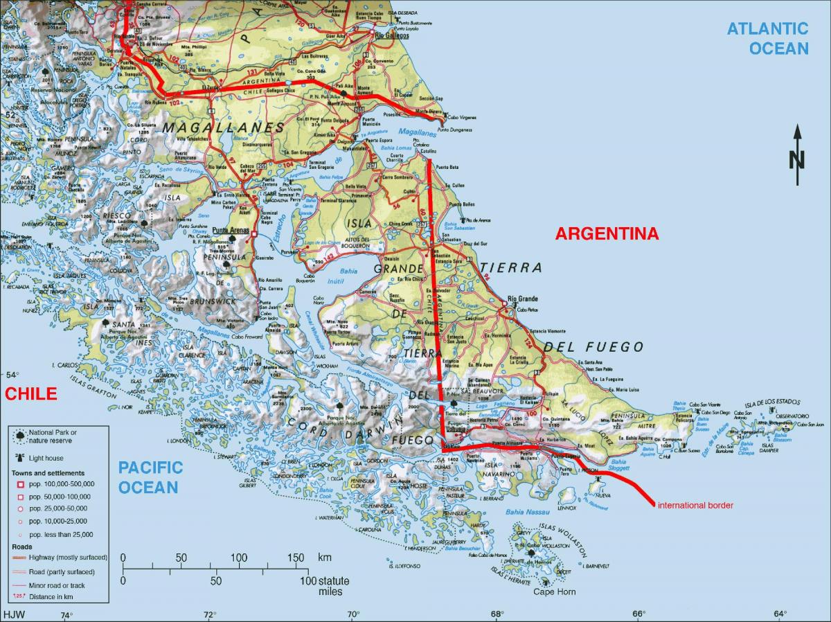 etelä-Chilen kartta