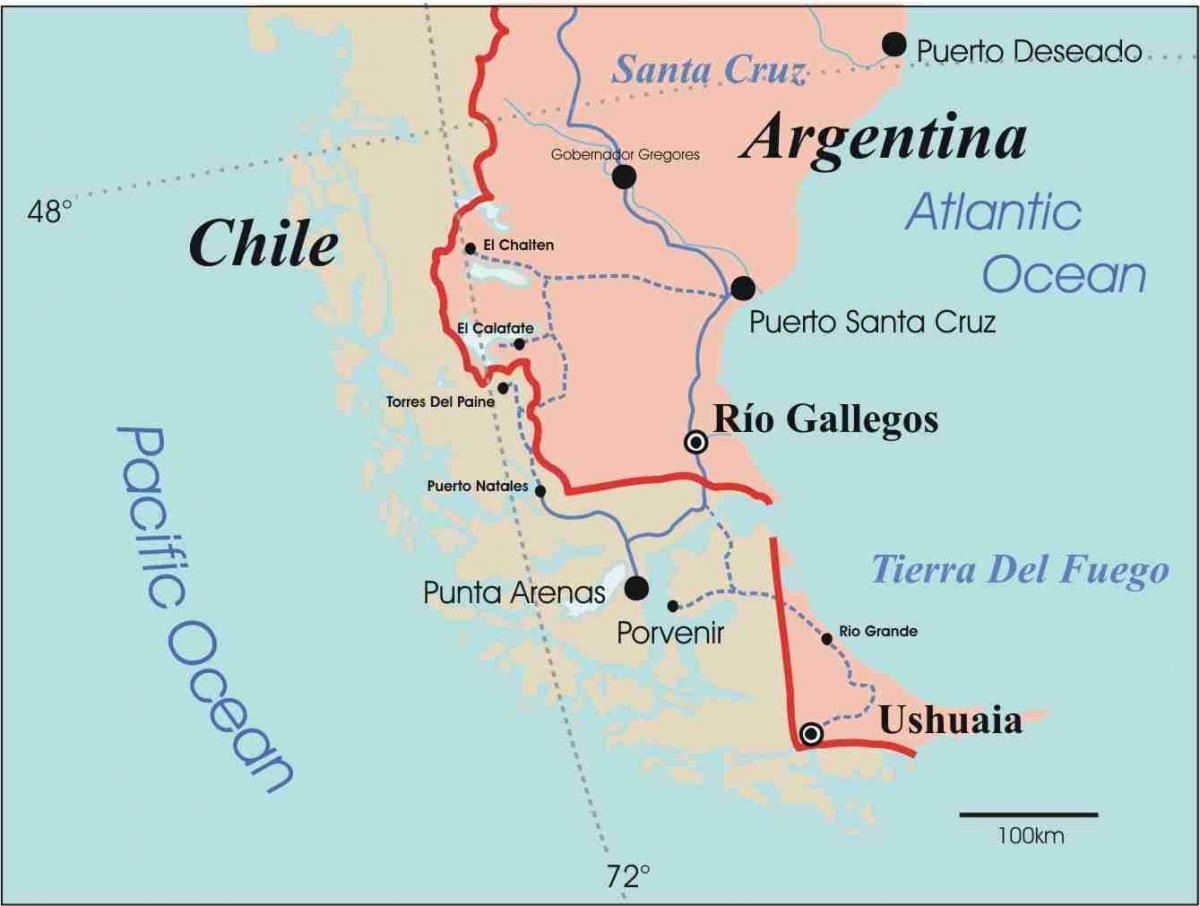 Kartta patagonia Chile