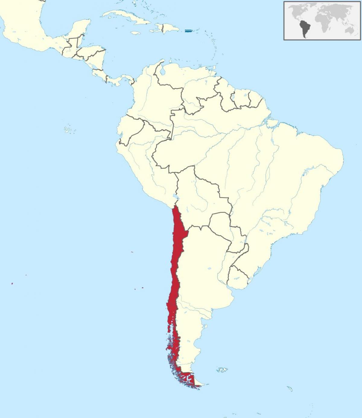 Chile on etelä-amerikan kartta - Chile on etelä-amerikan kartta (Etelä- Amerikka - Amerikka)