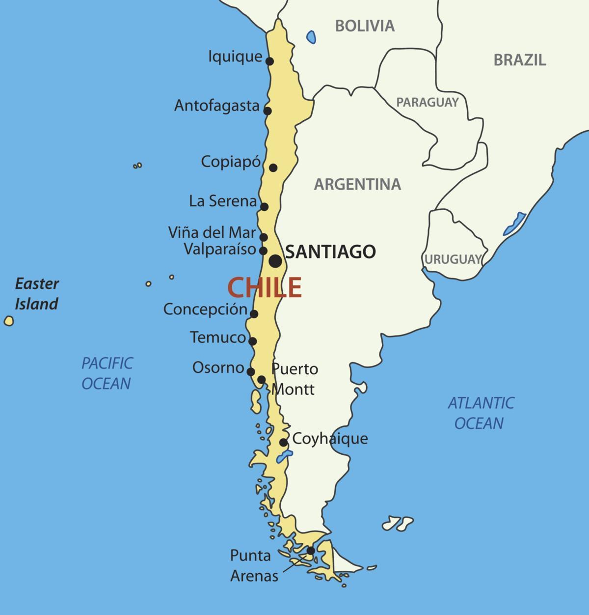Kartta maasta Chile