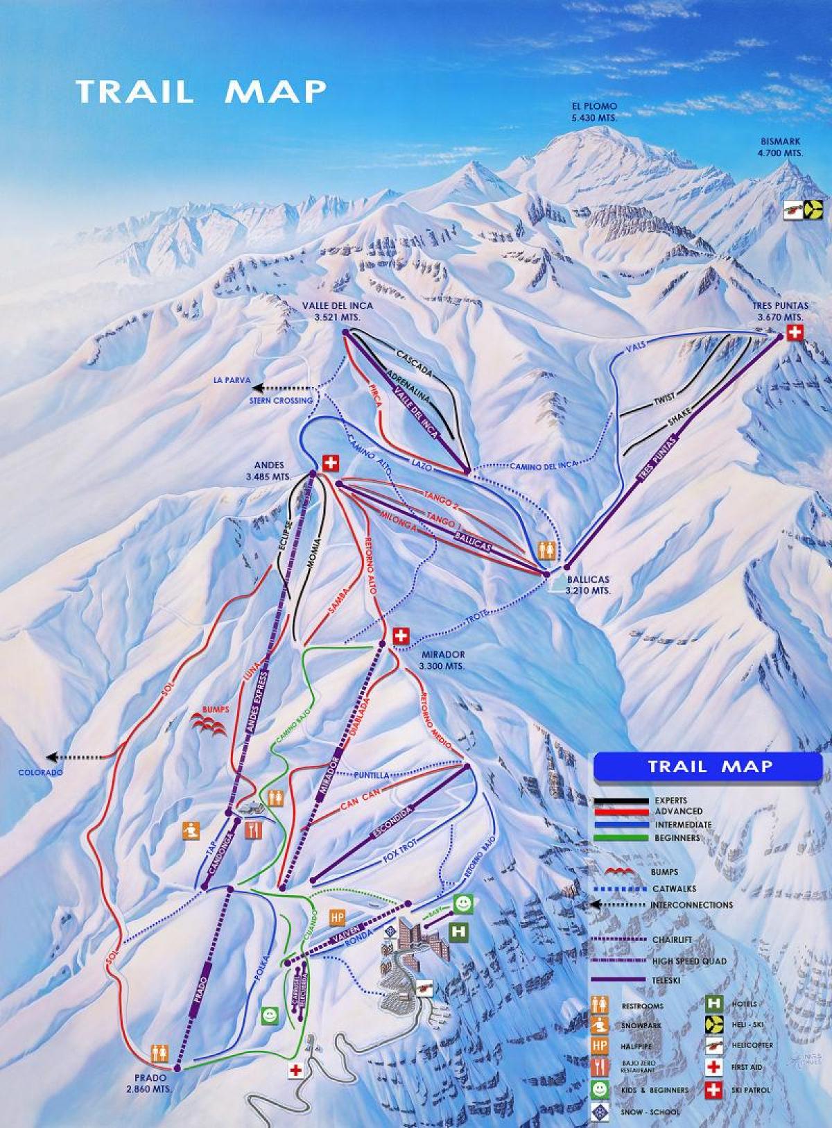 Kartta Chile ski resorts
