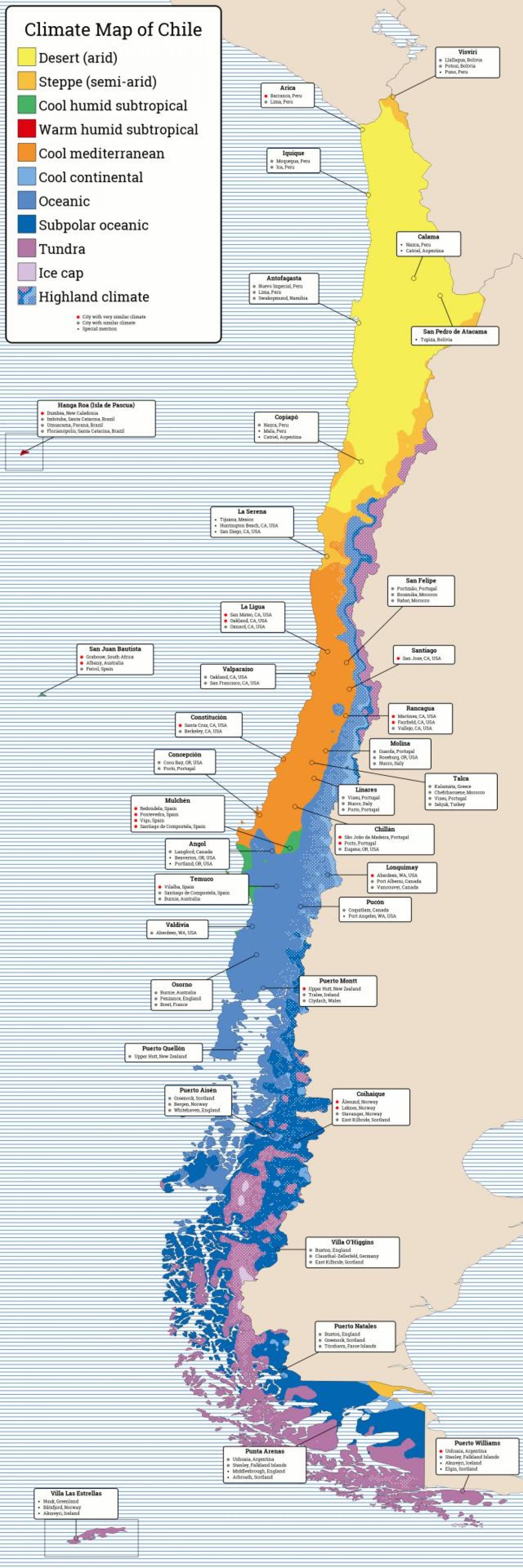 Kartta Chilen ilmasto