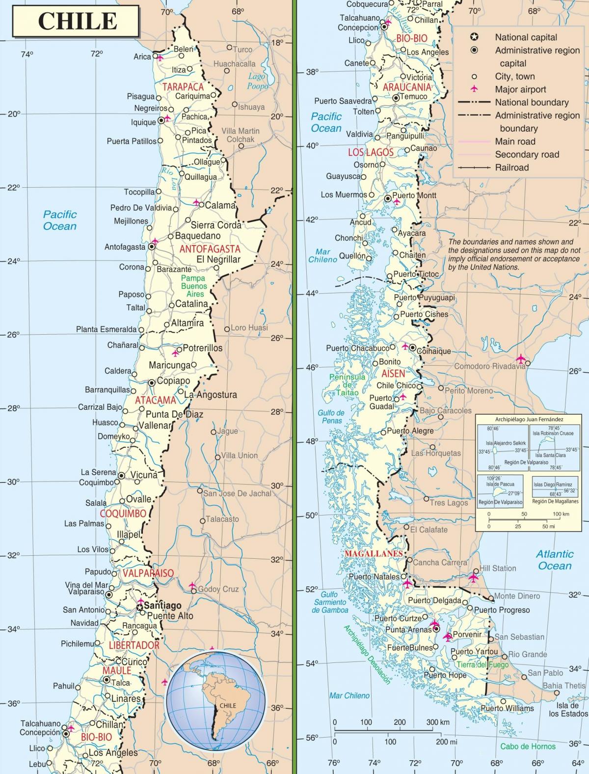 kartta de Chile