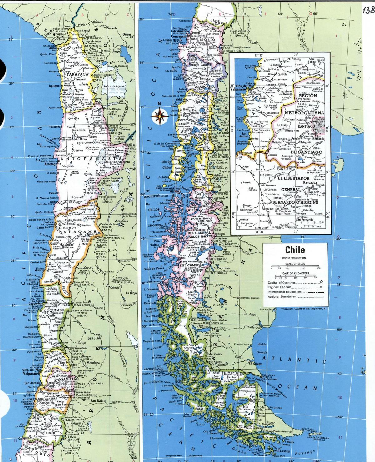 Kartta yksityiskohtaiset Chile